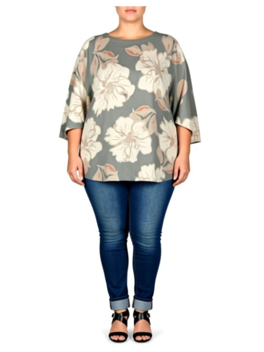 Sioni Women's Sweater, Floral, Size 1X (E22)
